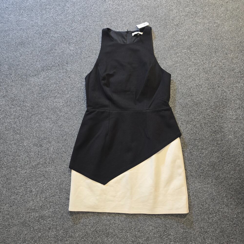 Halston Dress Womens Size 10 Black White Colorblocked Sleeveless Fitted Cocktail